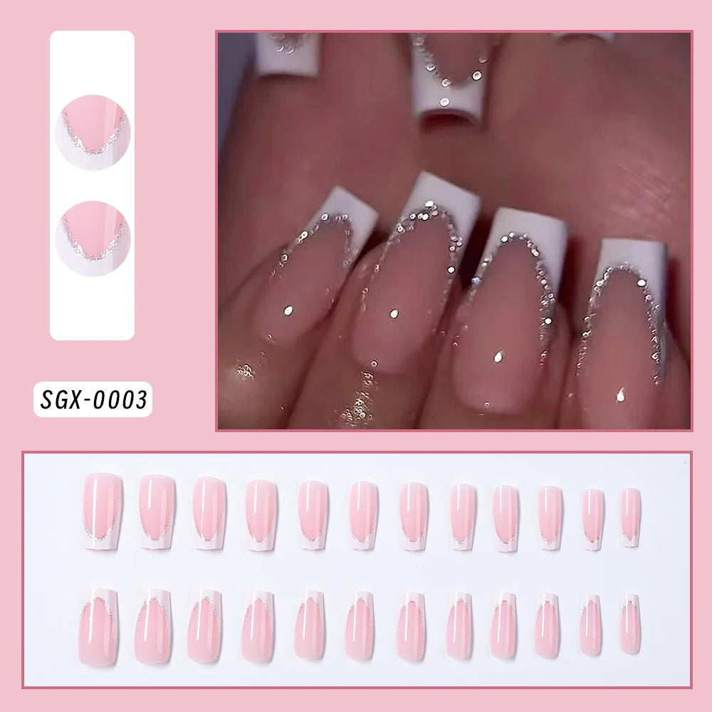 Clear Diamond White Nails