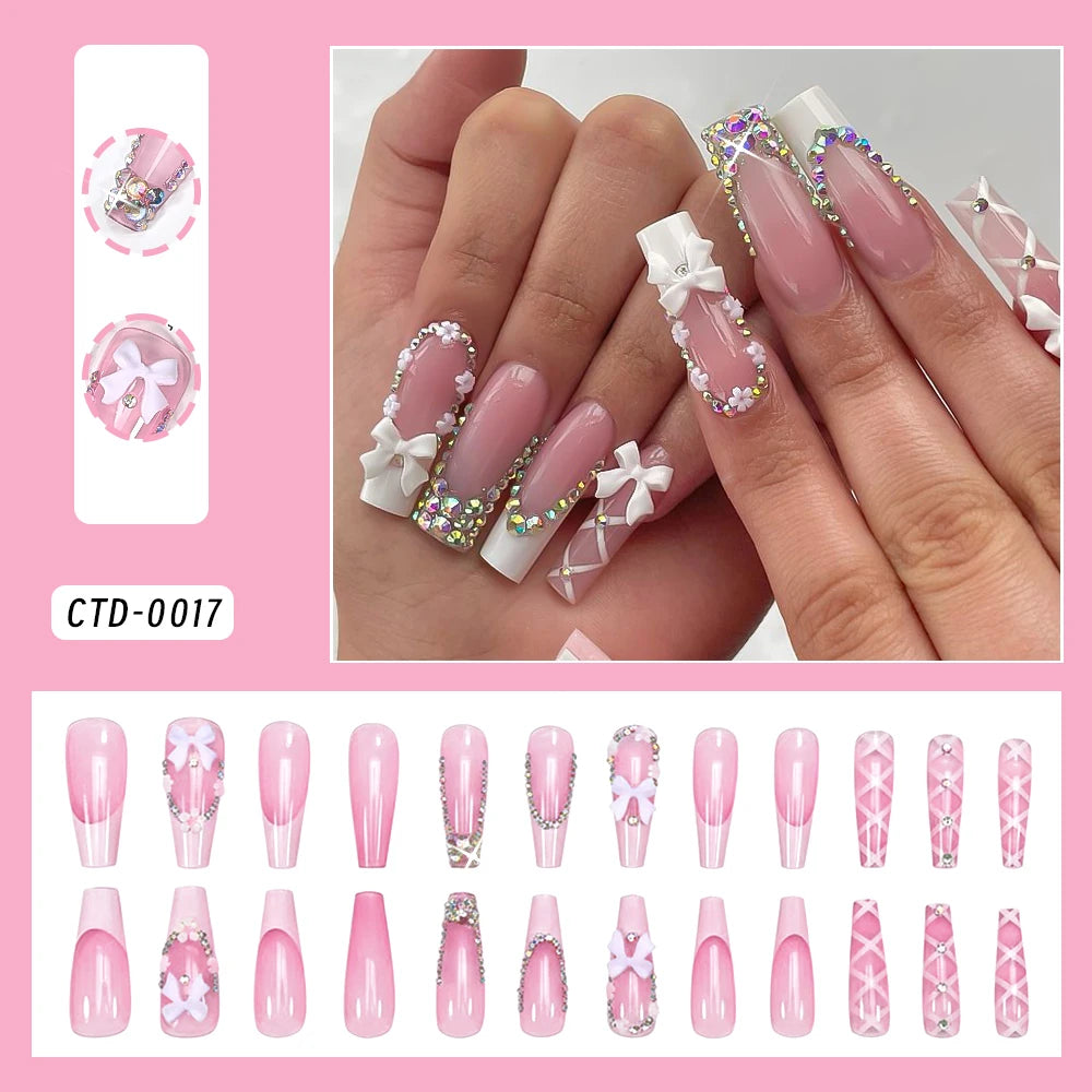 Clear Diamond White Nails