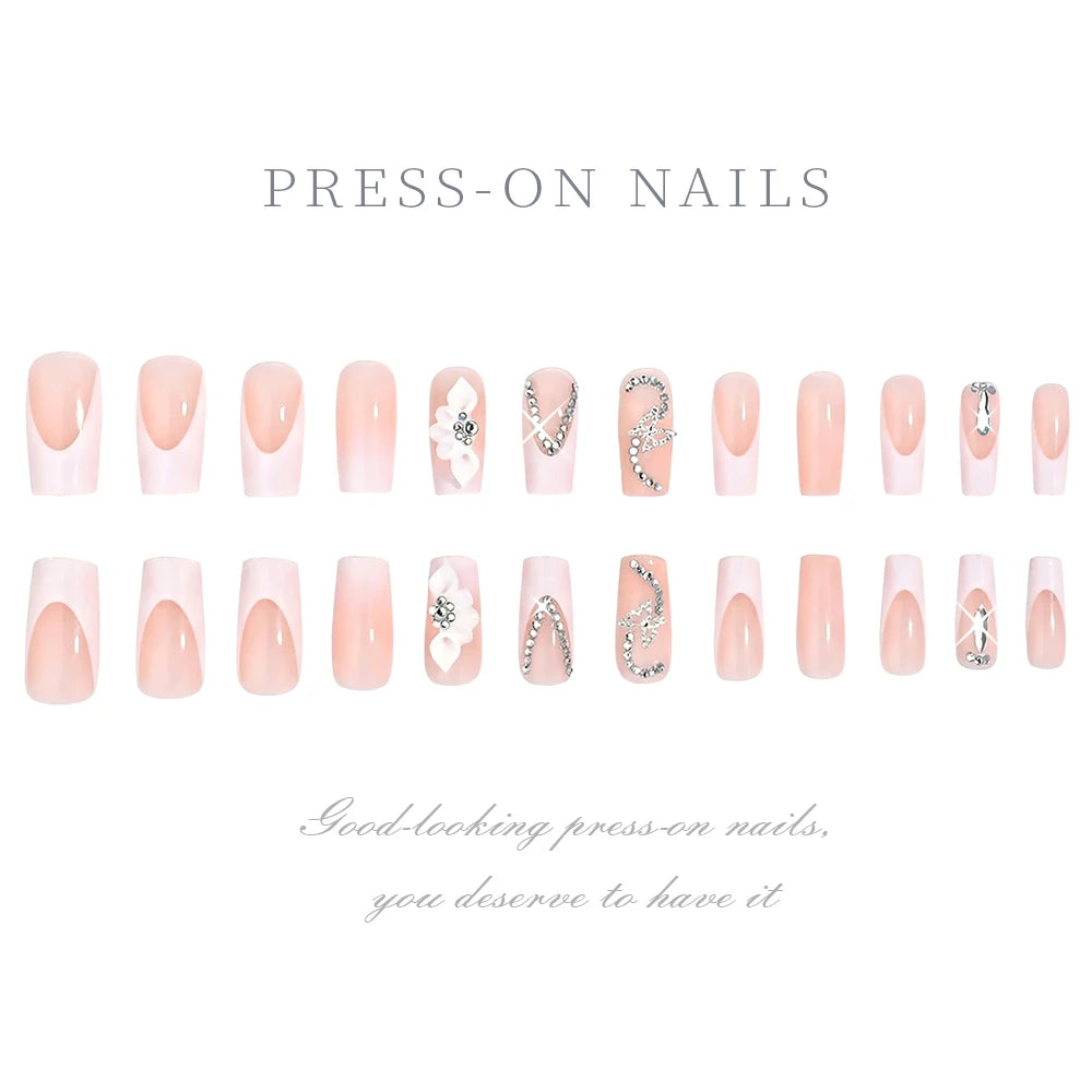 Clear Diamond White Nails